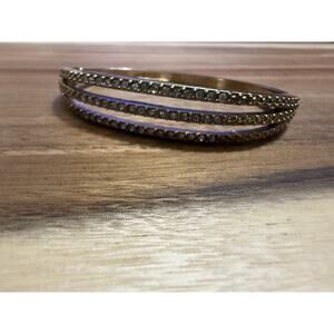 Vintage Avon (marked NRQ) Clear/CZ‎ Rhinestone Gold Tone Cuff Hinged Bracelet
